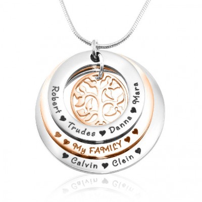 personalized Family Triple Love - Two Tone - Rose Gold n Silver - Name My Jewelry ™