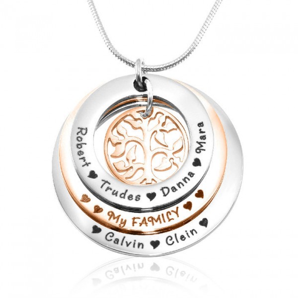 personalized Family Triple Love - Two Tone - Rose Gold n Silver - Name My Jewelry ™