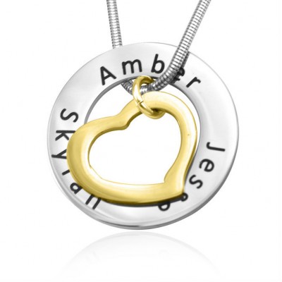 personalized Heart Washer Necklace - TWO TONE - Gold  Silver - Name My Jewelry ™