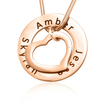 personalized Heart Washer Necklace - 18ct Rose Gold Plated - Name My Jewelry ™