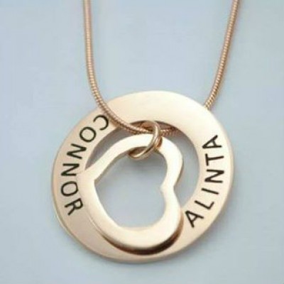 personalized Heart Washer Necklace - 18ct Rose Gold Plated - Name My Jewelry ™