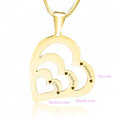 personalized Hearts of Love Necklace - 18ct Gold Plated - Name My Jewelry ™