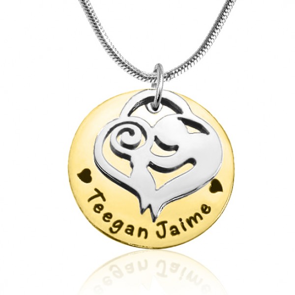 personalized Mother's Disc Single Necklace - Two Tone - Gold  Silver - Name My Jewelry ™