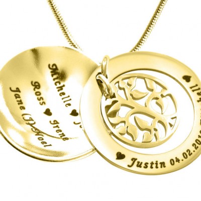 personalized My Family Tree Dome Necklace - 18ct Gold Plated - Name My Jewelry ™