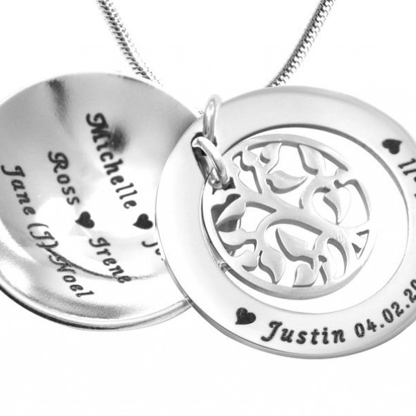 personalized My Family Tree Dome Necklace - Sterling Silver - Name My Jewelry ™