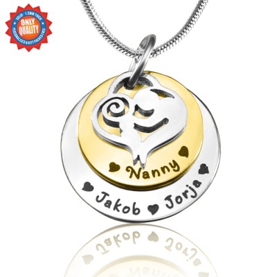 personalized Mother's Disc Double Necklace - Two Tone - Gold  Silver - Name My Jewelry ™