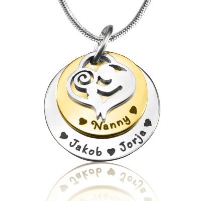 personalized Mother's Disc Double Necklace - Two Tone - Gold  Silver - Name My Jewelry ™