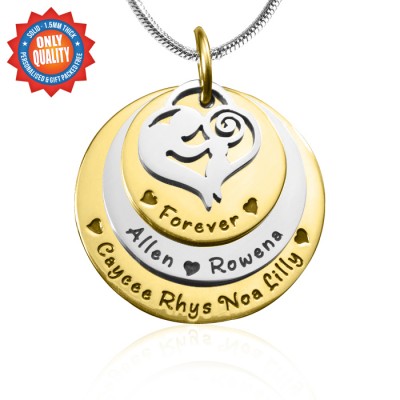 personalized Mother's Disc Triple Necklace - TWO TONE - Gold  Silver - Name My Jewelry ™