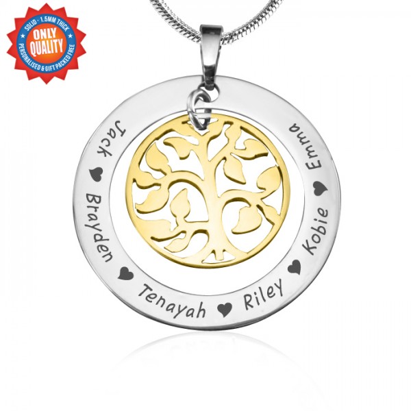 personalized My Family Tree Necklace - Two Tone - Gold Tree - Name My Jewelry ™