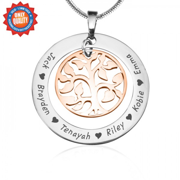 personalized My Family Tree Necklace - Two Tone - Rose Gold Tree - Name My Jewelry ™