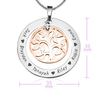 personalized My Family Tree Necklace - Two Tone - Rose Gold Tree - Name My Jewelry ™