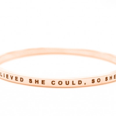 personalized She Believed She Could Bangle 18ct Gold Plated - Name My Jewelry ™