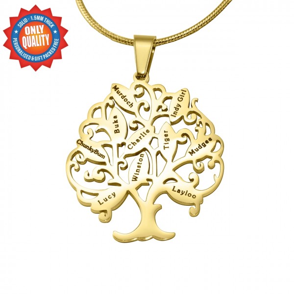 personalized Tree of My Life Necklace 10 - 18ct Gold Plated - Name My Jewelry ™