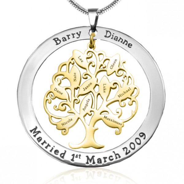 personalized Tree of My Life Washer 10 - Two Tone - Gold Tree - Name My Jewelry ™