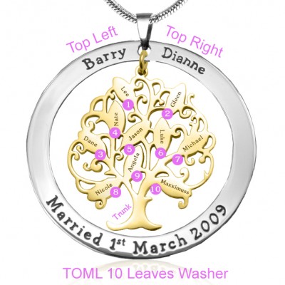 personalized Tree of My Life Washer 10 - Two Tone - Gold Tree - Name My Jewelry ™