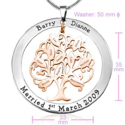 personalized Tree of My Life Washer 10 - Two Tone - Rose Gold Tree - Name My Jewelry ™