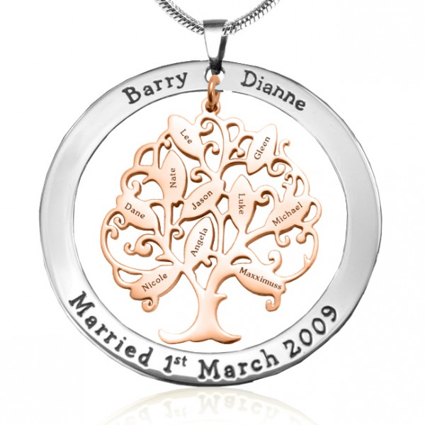 personalized Tree of My Life Washer 10 - Two Tone - Rose Gold Tree - Name My Jewelry ™