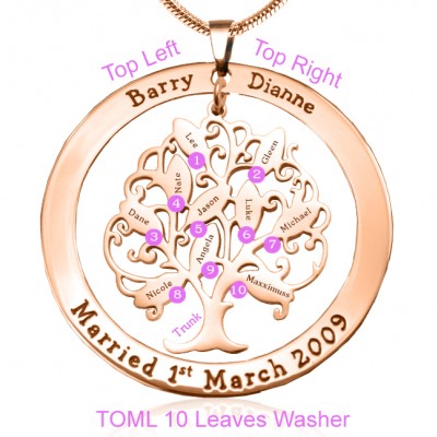 personalized Tree of My Life Washer 10 - 18ct Rose Gold Plated - Name My Jewelry ™