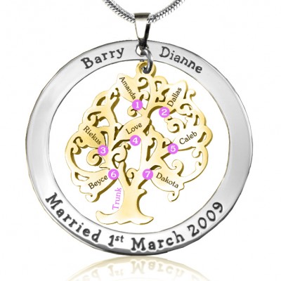 personalized Tree of My Life Washer 7 - Two Tone - Gold Tree - Name My Jewelry ™