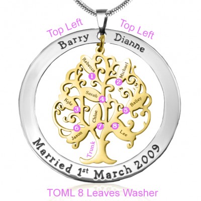 personalized Tree of My Life Washer 8 - Two Tone - Gold Tree - Name My Jewelry ™