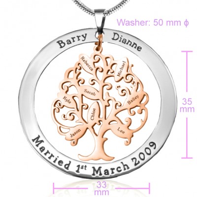 personalized Tree of My Life Washer 8 - Two Tone - Rose Gold Tree - Name My Jewelry ™