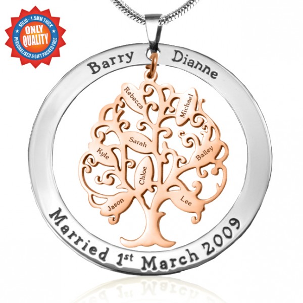 personalized Tree of My Life Washer 8 - Two Tone - Rose Gold Tree - Name My Jewelry ™