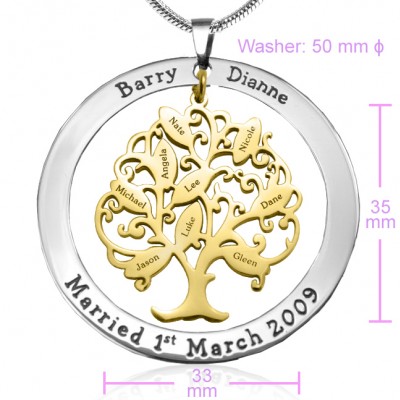 personalized Tree of My Life Washer 9 - Two Tone - Gold Tree - Name My Jewelry ™