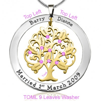 personalized Tree of My Life Washer 9 - Two Tone - Gold Tree - Name My Jewelry ™