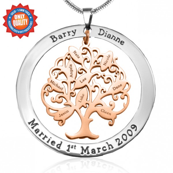 personalized Tree of My Life Washer 9 - Two Tone - Rose Gold Tree - Name My Jewelry ™