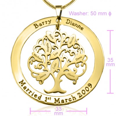 personalized Tree of My Life Washer 9 - 18ct Gold Plated - Name My Jewelry ™