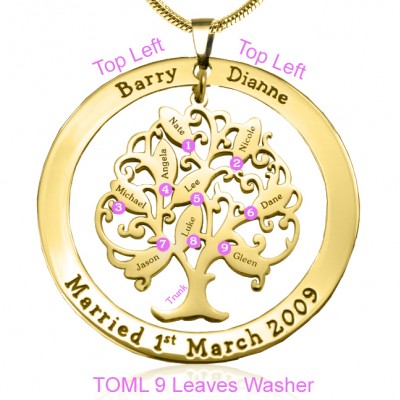 personalized Tree of My Life Washer 9 - 18ct Gold Plated - Name My Jewelry ™