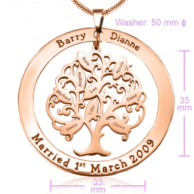 personalized Tree of My Life Washer 9 - 18ct Rose Gold Plated - Name My Jewelry ™