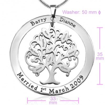 personalized Tree of My Life Washer 9 - Sterling Silver - Name My Jewelry ™