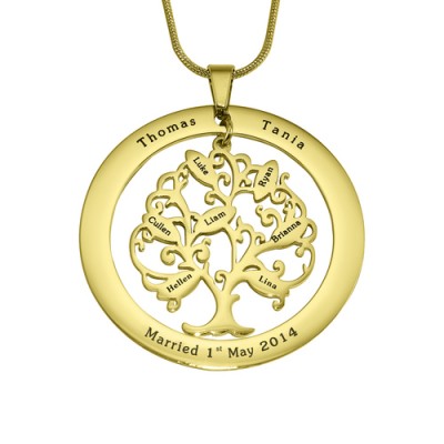 personalized Tree of My Life Washer 7 - 18ct Gold Plated - Name My Jewelry ™
