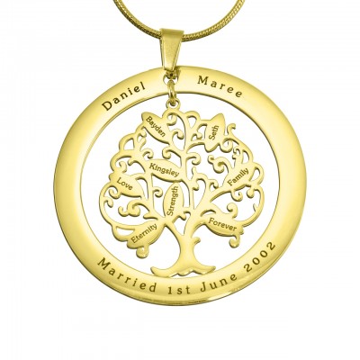 personalized Tree of My Life Washer 8 - 18ct Gold Plated - Name My Jewelry ™