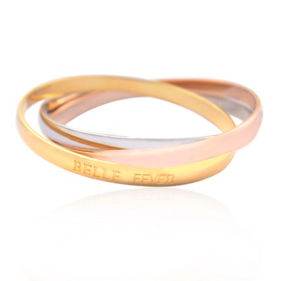 personalized Mother Daughter Three Tone Bangle Set - Name My Jewelry ™
