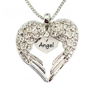 personalized Angels Heart Necklace with Heart Insert - Name My Jewelry ™