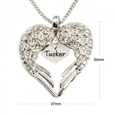 personalized Angels Heart Necklace with Heart Insert - Name My Jewelry ™