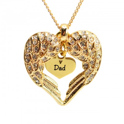 personalized Angels Heart Necklace with Heart Insert - 18ct Gold Plated - Name My Jewelry ™