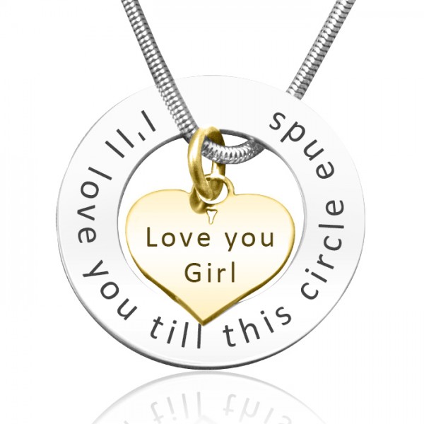 personalized Circle My Heart Necklace - Two Tone HEART in Gold - Name My Jewelry ™