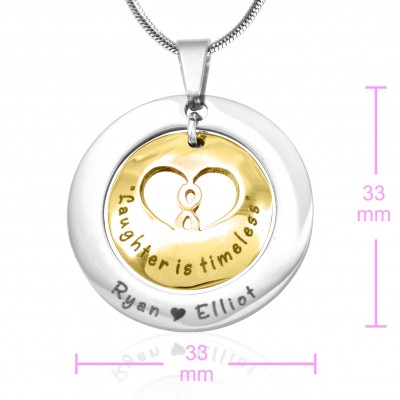 personalized Infinity Dome Necklace - Two Tone - Gold Dome  Silver - Name My Jewelry ™