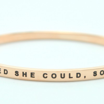 personalized She Believed She Could Bangle 18ct Gold Plated - Name My Jewelry ™
