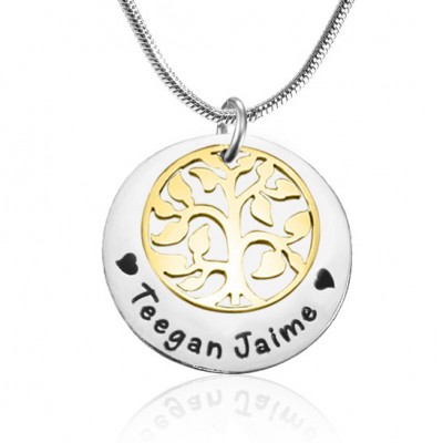 personalized My Family Tree Single Disc - Two Tone - Gold  Silver - Name My Jewelry ™