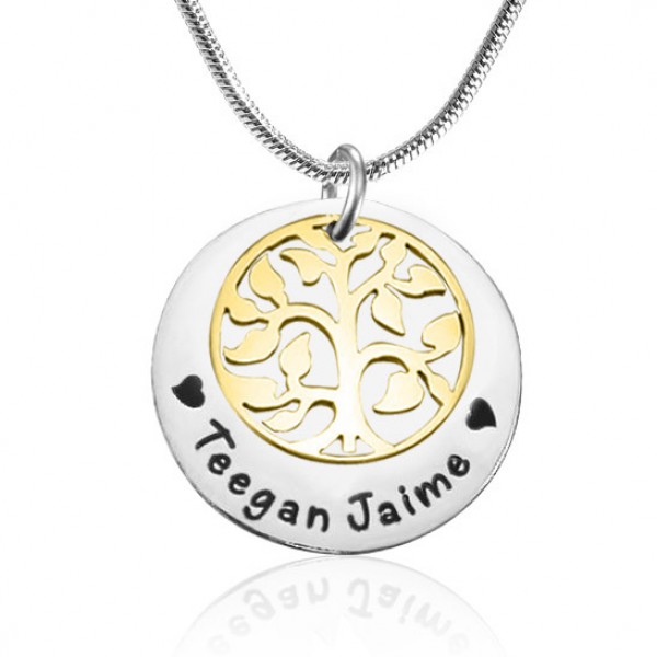 personalized My Family Tree Single Disc - Two Tone - Gold  Silver - Name My Jewelry ™