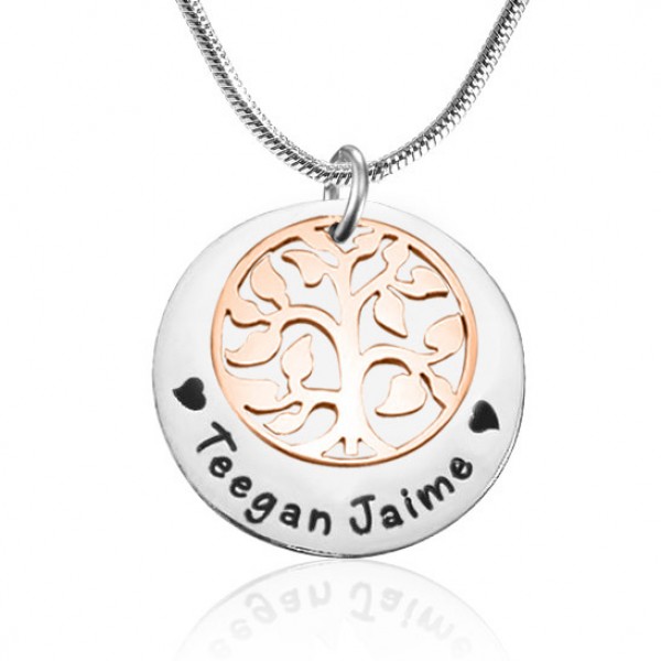 personalized My Family Tree Single Disc - Two Tone - Rose Gold  Silver - Name My Jewelry ™