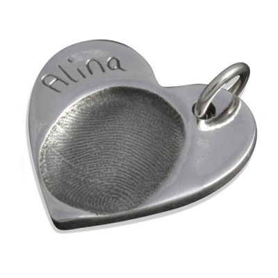 925 Sterling Silver FingerPrint Heart Pendant - Name My Jewelry ™