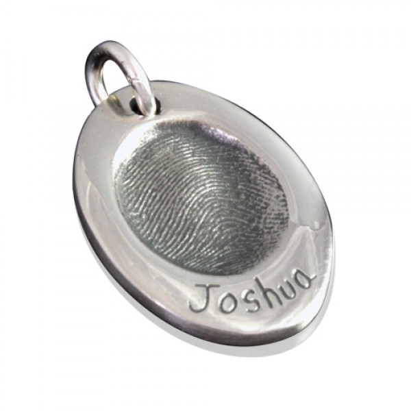 925 Sterling Silver FingerPrint Oval Pendant - Name My Jewelry ™