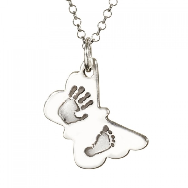 Butterfly Hand Foot Print Necklace - Name My Jewelry ™