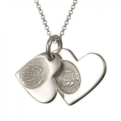 925 Sterling Silver FingerPrint Cascade Heart Pendant - Name My Jewelry ™