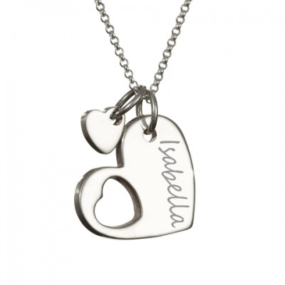 925 Sterling Silver Cut Out Heart Handprint Necklace - Name My Jewelry ™